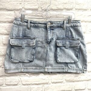 Wild Fable Ultra Mini Denim Cargo Jean Skirt Sz M Y2K 90s Grunge Festival Hippie